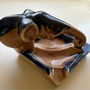 Antique Ceramic Elephant Figurine ashtray.